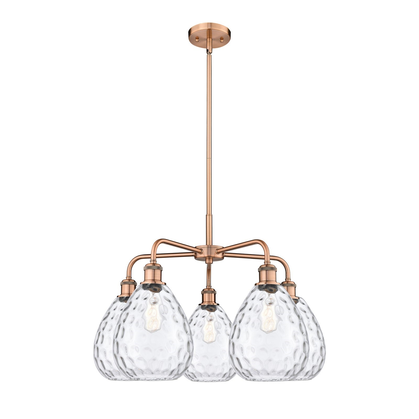 Innovations Waverly 26in 5-Light Chandelier | Industrial Antique Copper and Clear Glass | Dining Room & Living Room | 26 x 26 x | Model 516-5CR-AC-G372