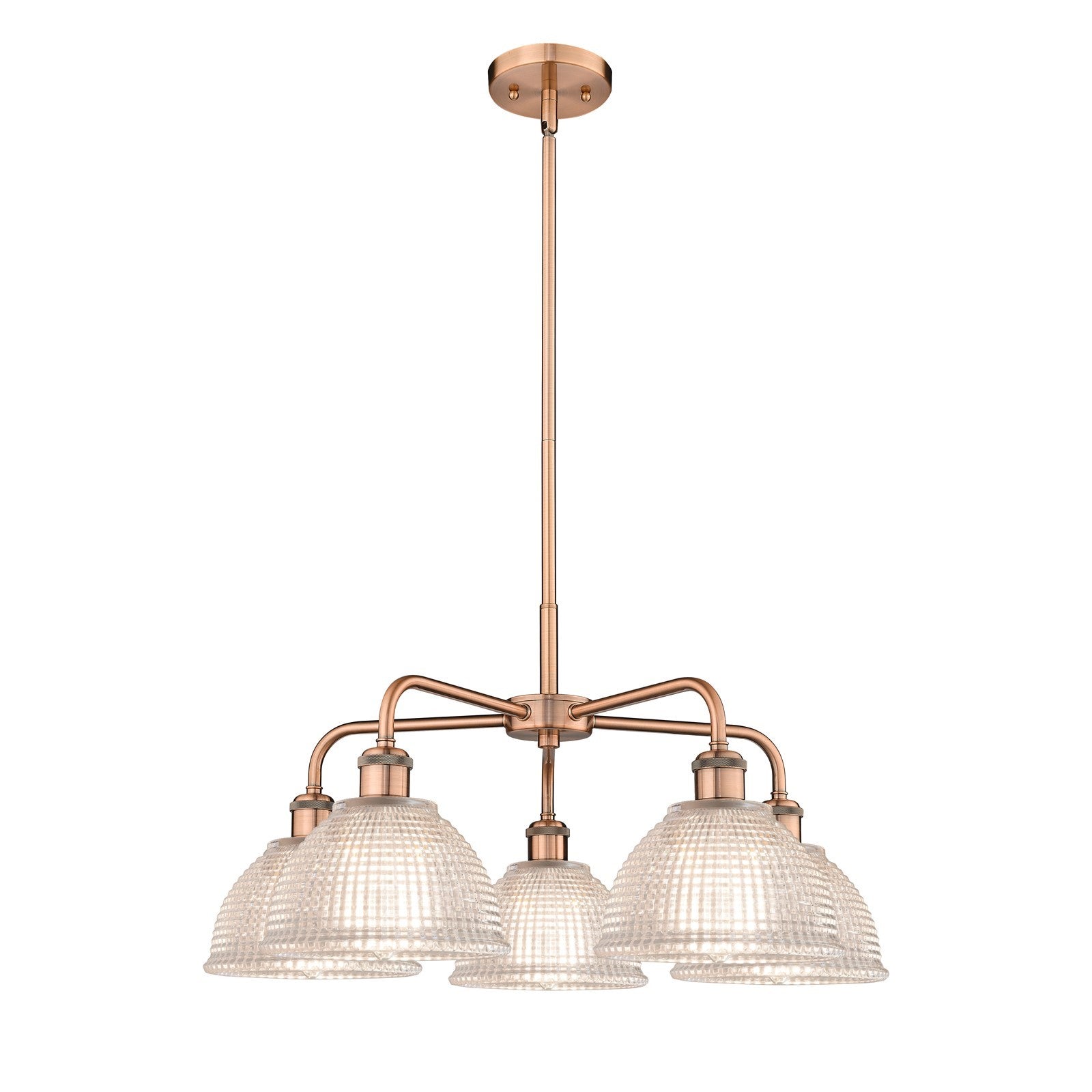 Innovations Arietta 26in 5-Light Chandelier | Industrial Antique Copper Steel and Clear Glass | Dining Room & Living Room | 26 x | Model 516-5CR-AC-G422
