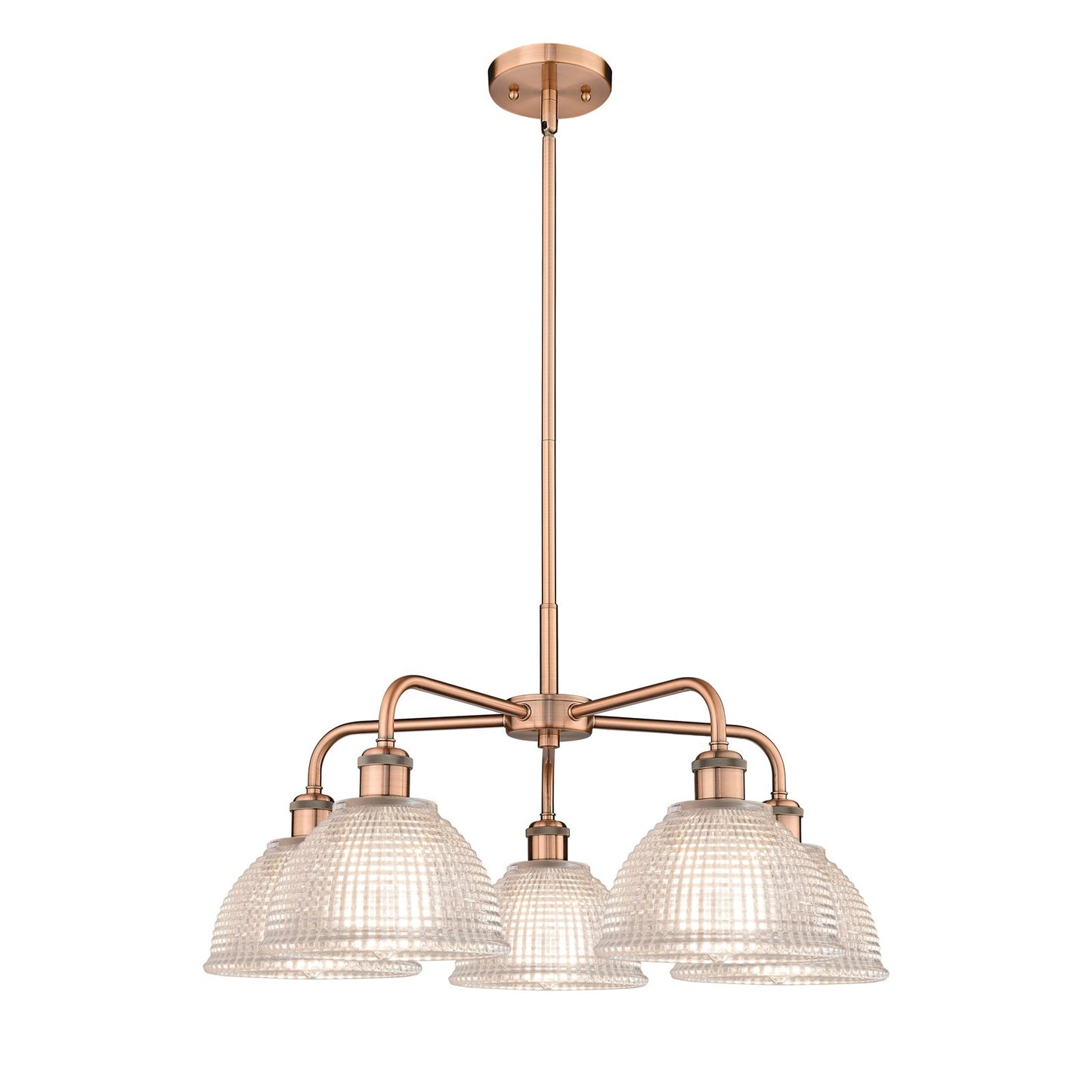 Innovations Arietta 26in 5-Light Chandelier | Industrial Antique Copper Steel and Clear Glass | Dining Room & Living Room | 26 x | Model 516-5CR-AC-G422