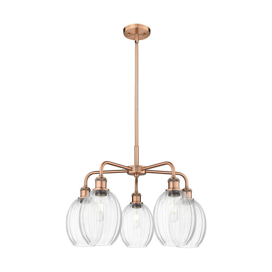 Innovations Preston Bulb 25in 5-Light Chandelier | Industrial Antique Copper and Clear Glass | Dining Room & Living Room | Model 516-5CR-AC-G459-6CL