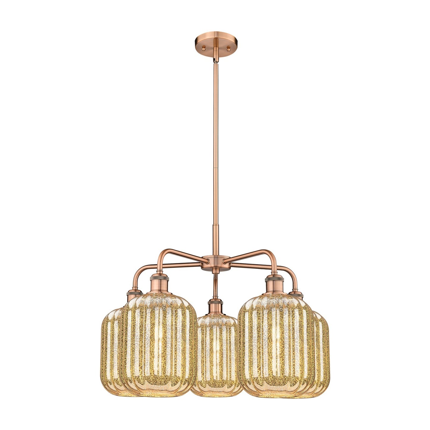Innovations Preston Cylinder 25in 5-Light Chandelier | Industrial Antique Copper Steel and Mercury Glass | Dining Room & | Model 516-5CR-AC-G460-7ME