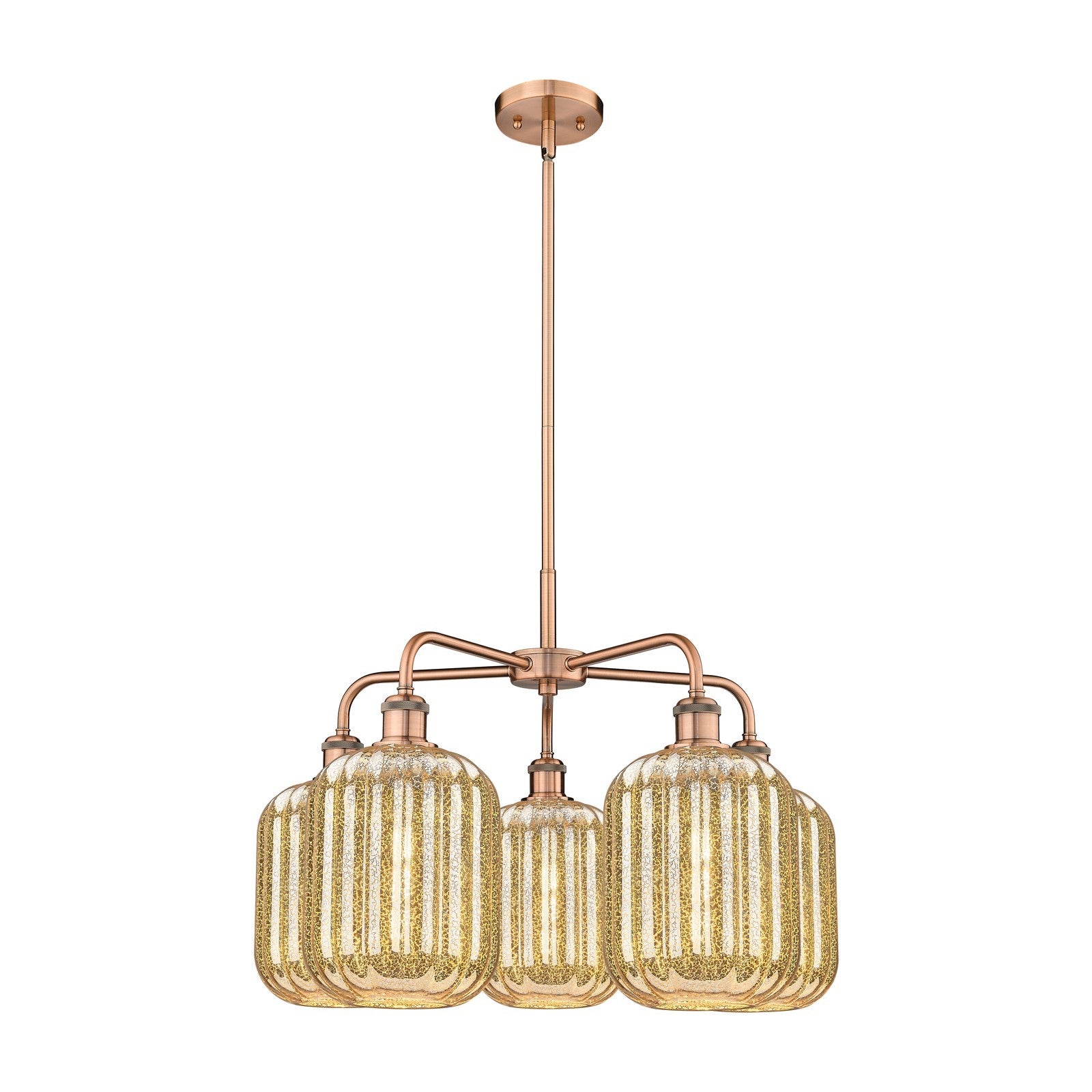 Innovations Preston Cylinder 25in 5-Light Chandelier | Industrial Antique Copper Steel and Mercury Glass | Dining Room & | Model 516-5CR-AC-G460-7ME