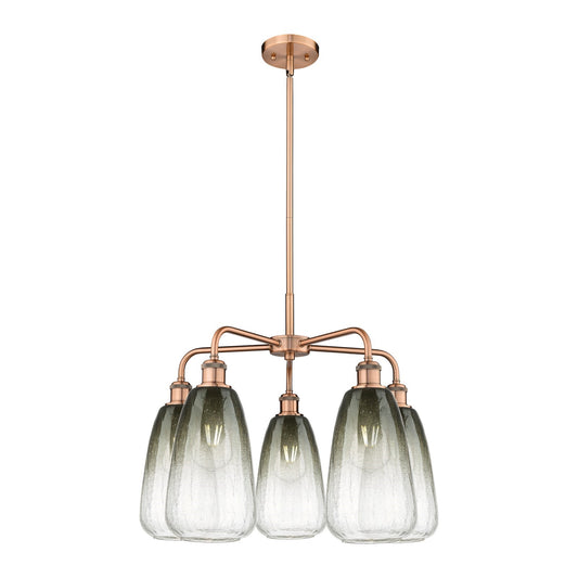 Innovations Brookhaven Almond 25in 5-Light Chandelier | Industrial Antique Copper Steel and Slate Glass | Dining Room & Living | Model 516-5CR-AC-G480-6SL