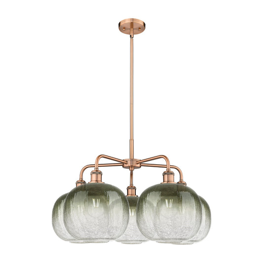 Innovations Brookhaven Sphere 29in 5-Light Chandelier | Industrial Antique Copper and Slate Glass | Kitchen Island & Dining | Model 516-5CR-AC-G481-10SL