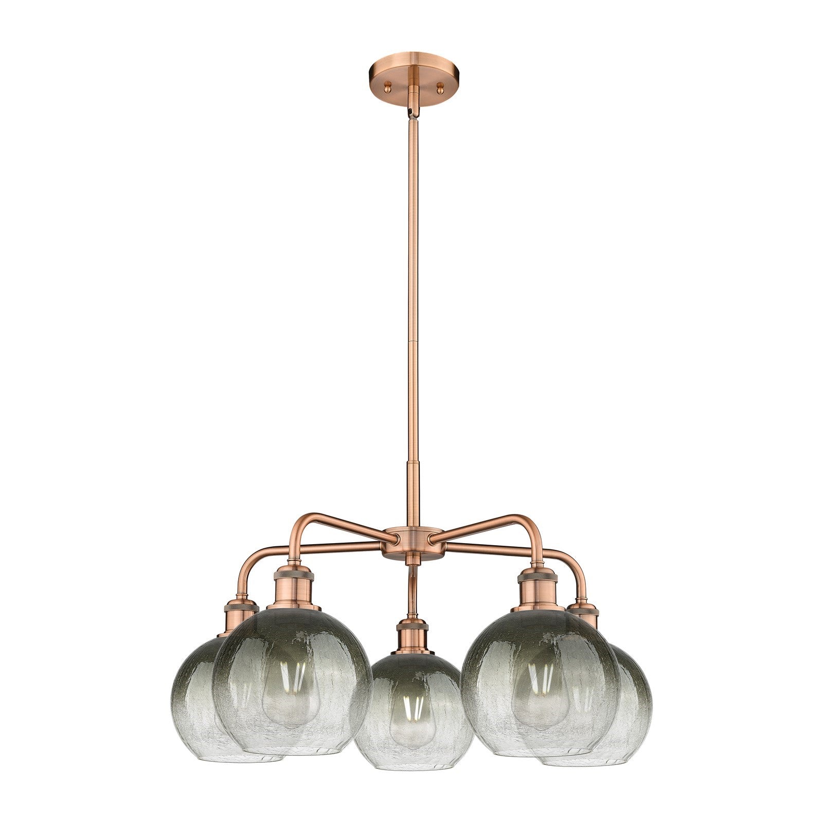 Innovations Brookhaven Globe 26in 5-Light Chandelier | Industrial Antique Copper and Slate Glass | Kitchen Island & Dining | Model 516-5CR-AC-G483-8SL