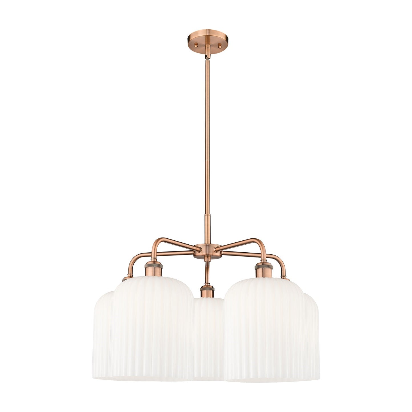 Innovations Bridal Veil 23in 5-Light Chandelier | Art Nouveau Antique Copper and Gloss White Glass | Dining Room & Living | Model 516-5CR-AC-G559-8GWH