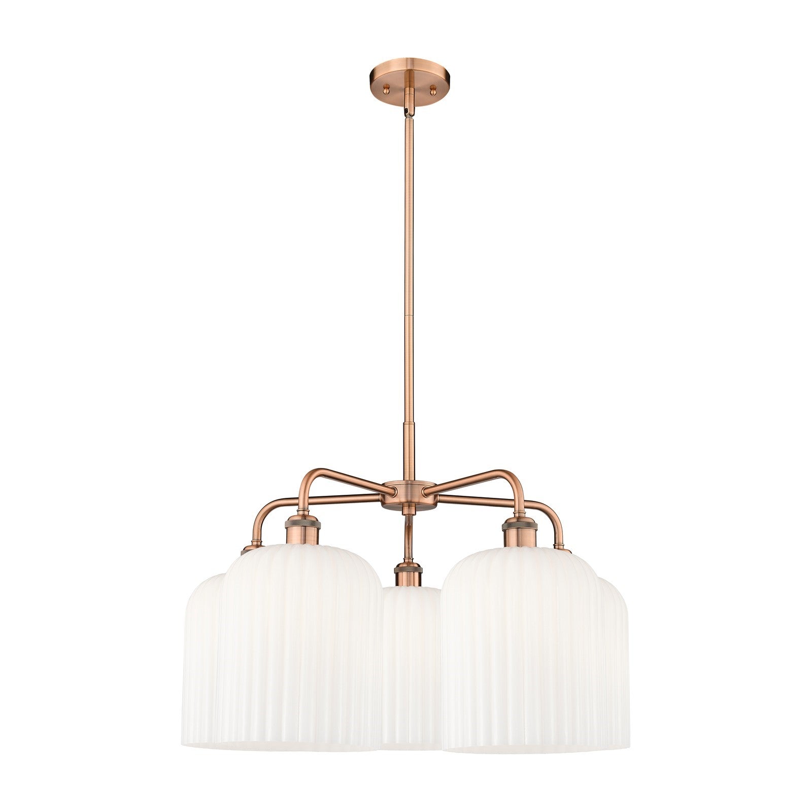 Innovations Bridal Veil 23in 5-Light Chandelier | Art Nouveau Antique Copper and Gloss White Glass | Dining Room & Living | Model 516-5CR-AC-G559-8GWH