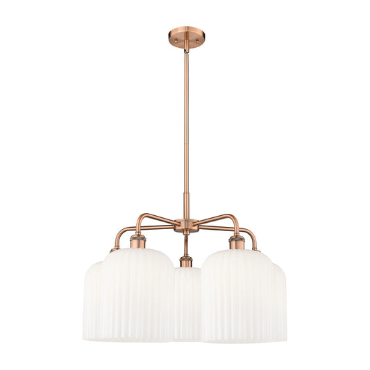 Innovations Bridal Veil 23in 5-Light Chandelier | Art Nouveau Antique Copper and Gloss White Glass | Dining Room & Living | Model 516-5CR-AC-G559-8GWH