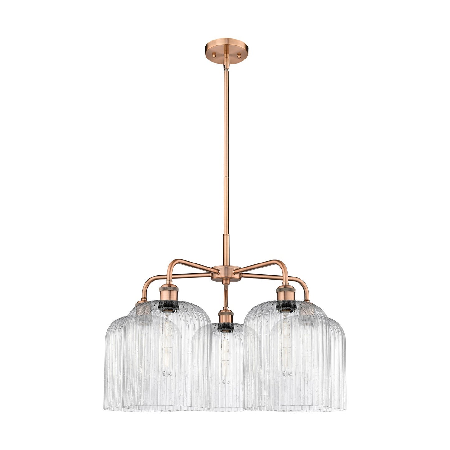Innovations Bridal Veil 23in 5-Light Chandelier | Art Nouveau Antique Copper Steel and Seedy Ribbed Glass | Dining Room & | Model 516-5CR-AC-G559-8SDY