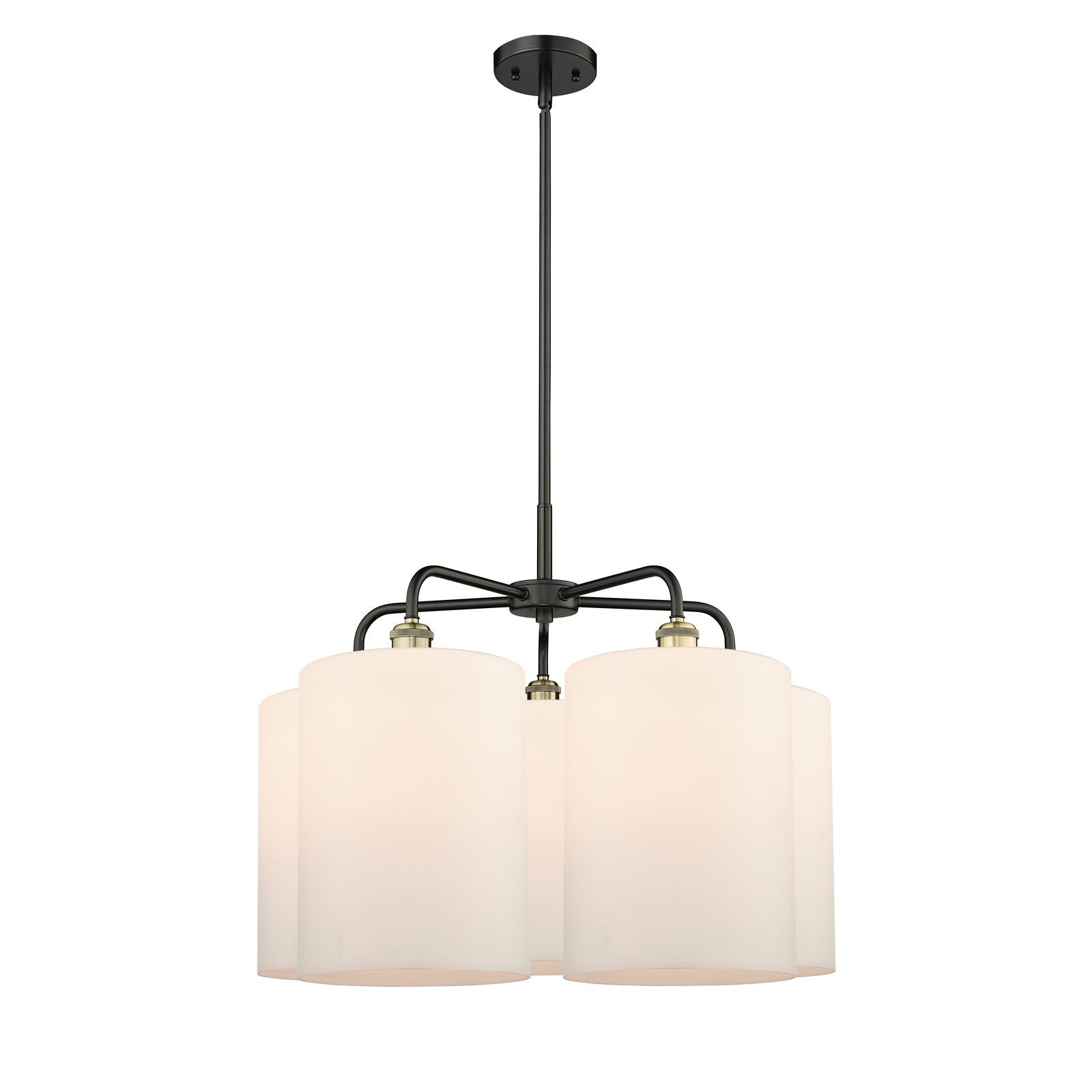 Innovations Cobbleskill 28in 5-Light Chandelier | Industrial Black Antique Brass and Matte White Glass | Kitchen Island & | Model 516-5CR-BAB-G111-L