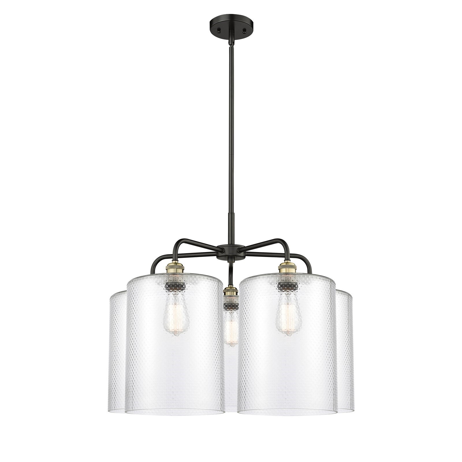 Innovations Cobbleskill 28in 5-Light Chandelier | Industrial Black Antique Brass Steel and Clear Glass | Dining Room & Kitchen | Model 516-5CR-BAB-G112-L