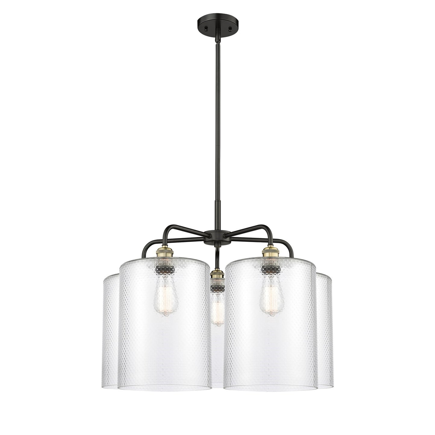 Innovations Cobbleskill 28in 5-Light Chandelier | Industrial Black Antique Brass Steel and Clear Glass | Dining Room & Kitchen | Model 516-5CR-BAB-G112-L