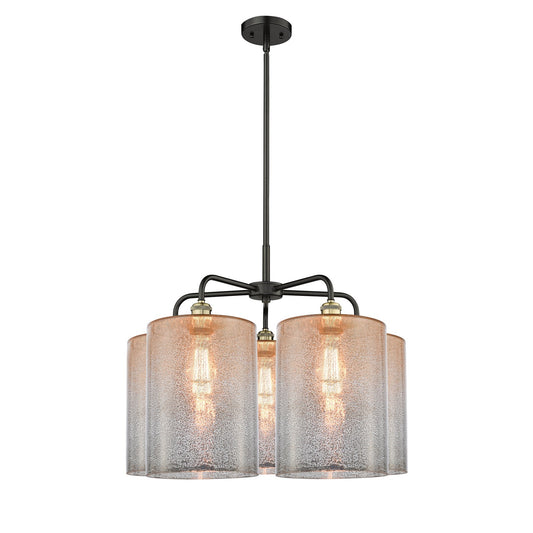 Innovations Cobbleskill 28in 5-Light Chandelier | Industrial Black Antique Brass Steel and Mercury Glass | Dining Room & | Model 516-5CR-BAB-G116-L