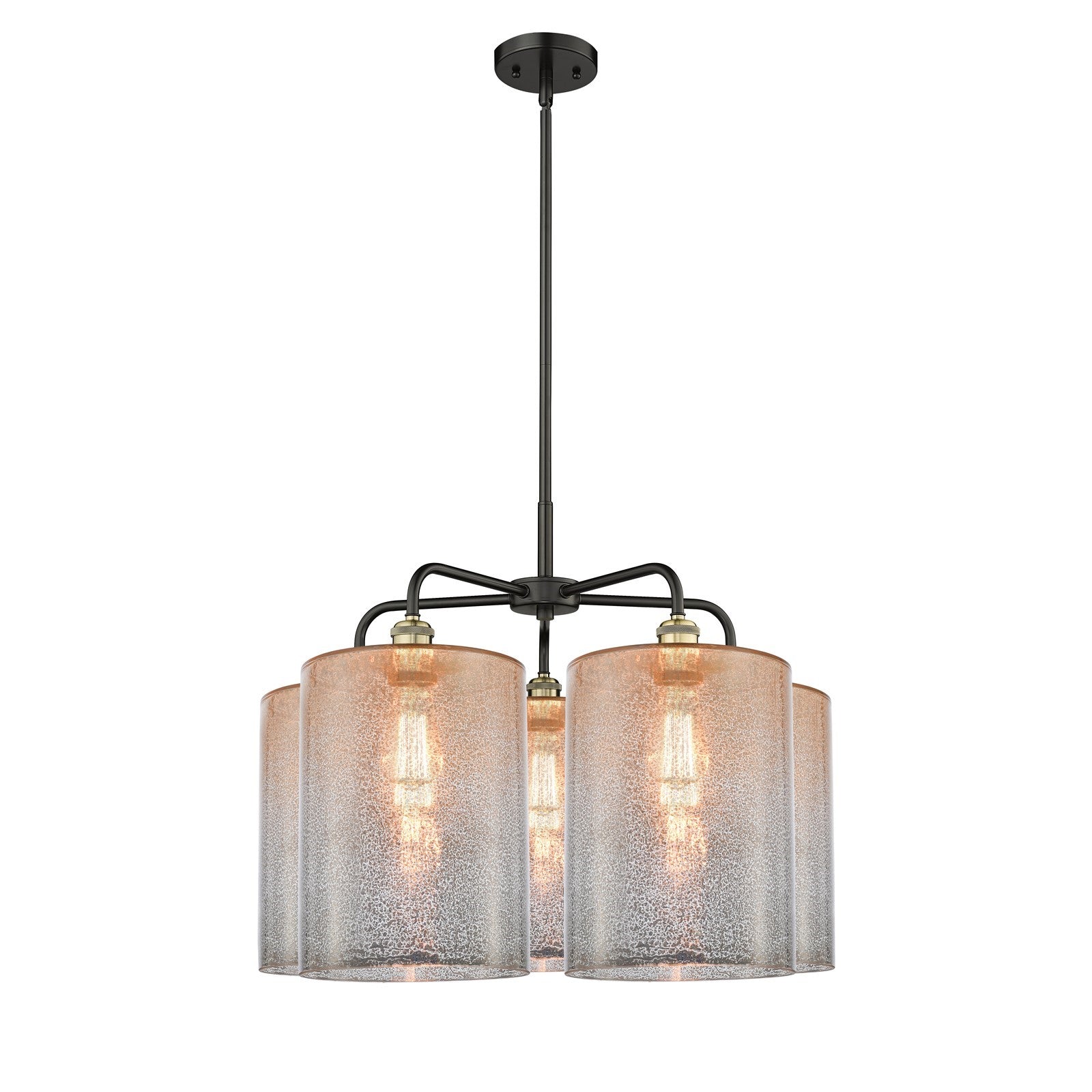 Innovations Cobbleskill 28in 5-Light Chandelier | Industrial Black Antique Brass Steel and Mercury Glass | Dining Room & | Model 516-5CR-BAB-G116-L