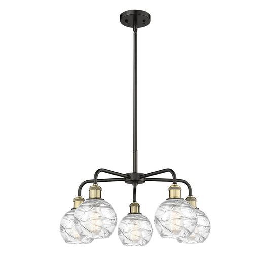 Innovations Athens Deco Swirl 24in 5-Light Chandelier | Industrial Black Antique Brass and Clear Glass | Kitchen Island & | Model 516-5CR-BAB-G1213-6CL
