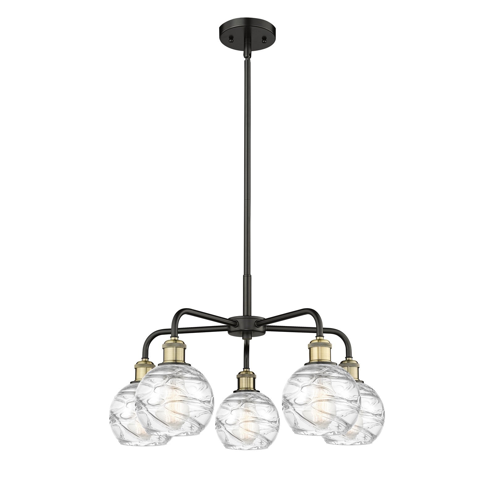 Innovations Athens Deco Swirl 24in 5-Light Chandelier | Industrial Black Antique Brass and Clear Glass | Kitchen Island & | Model 516-5CR-BAB-G1213-6CL