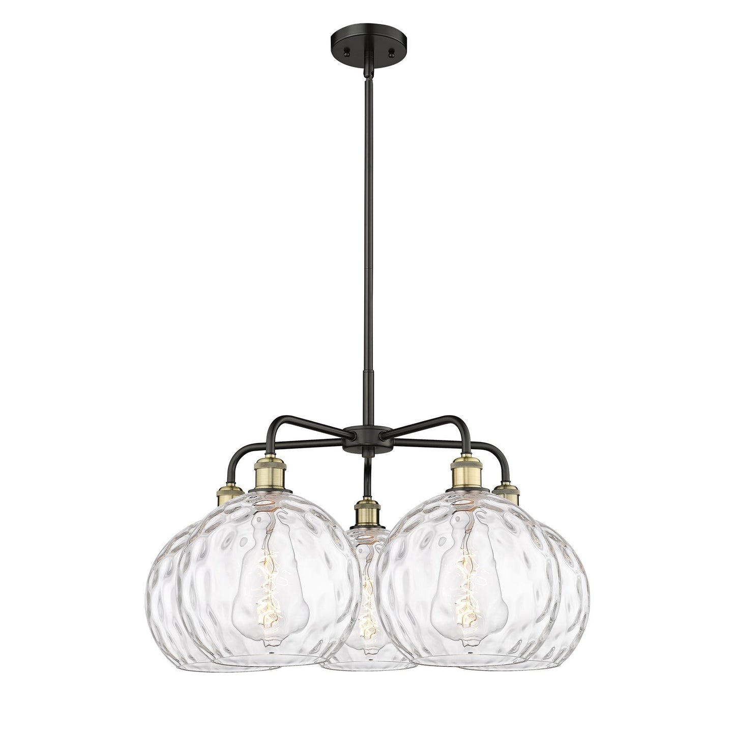Innovations Athens 28in 5-Light Chandelier | Industrial Black Antique Brass and Clear Water Glass | Kitchen Island & Dining | Model 516-5CR-BAB-G1215-10