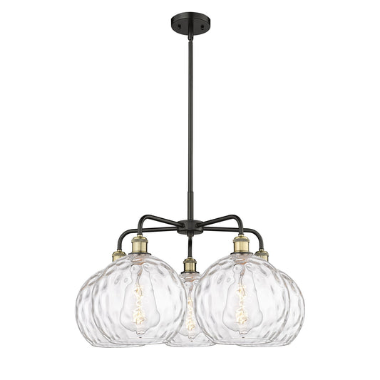 Innovations Athens 28in 5-Light Chandelier | Industrial Black Antique Brass and Clear Water Glass | Kitchen Island & Dining | Model 516-5CR-BAB-G1215-10