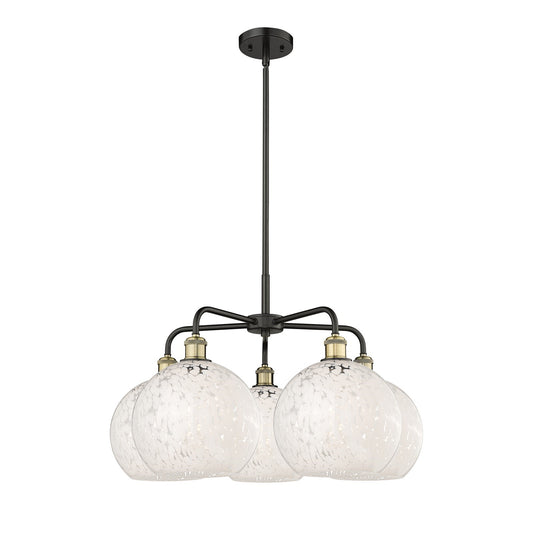 Innovations Lighting White Mouchette 28in 5-Light Chandelier | Art Nouveau Modern Black Antique Brass and White Glass | Model 516-5CR-BAB-G1216-10WM