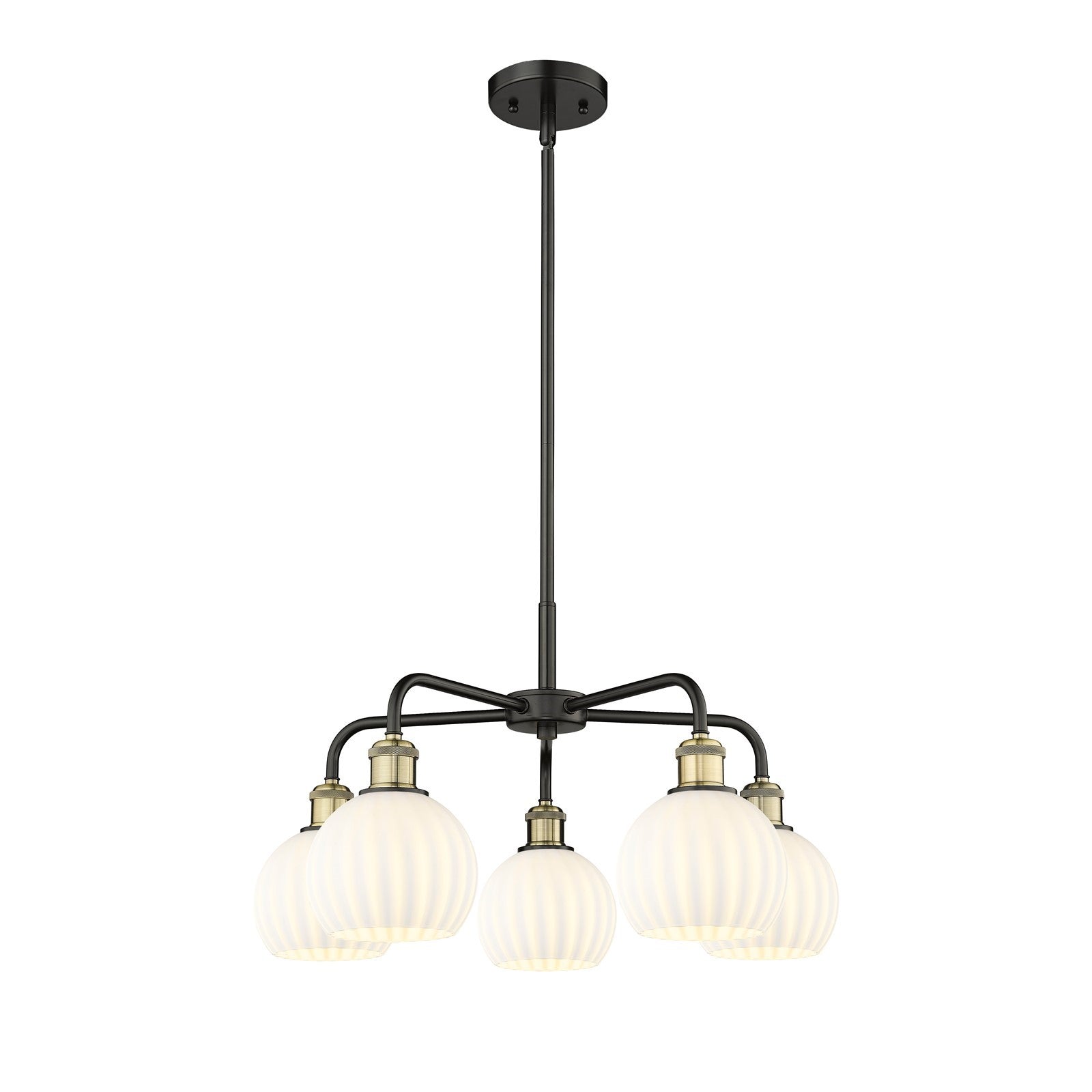 Innovations Lighting Ballston 24in 5-Light Chandelier | Art Nouveau Black Antique Brass and White Venetian Glass | Dining | Model 516-5CR-BAB-G1217-6WV