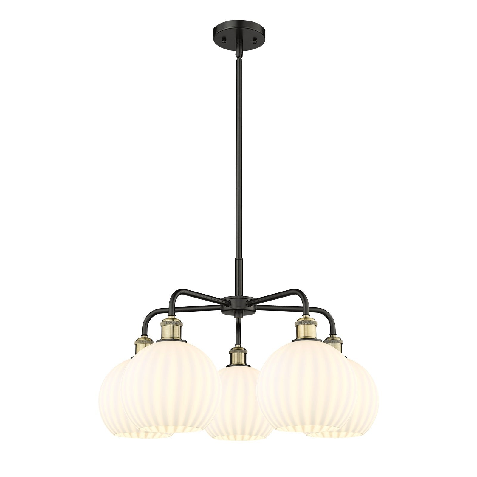 Innovations White Venetian 26in 5-Light Chandelier | Art Nouveau Black Antique Brass and White Venetian Glass | Dining Room | Model 516-5CR-BAB-G1217-8WV