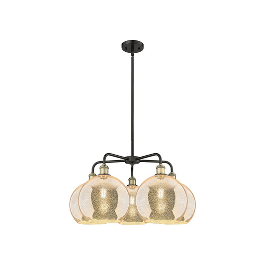 Innovations Athens 28in 5-Light Chandelier | Industrial Black Antique Brass and Mercury Glass | Kitchen Island & Dining Room | Model 516-5CR-BAB-G128-10