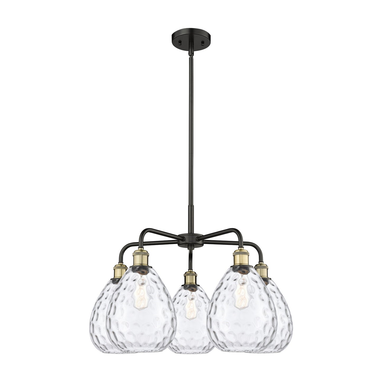 Innovations Waverly 26in 5-Light Chandelier | Industrial Black Antique Brass and Clear Glass | Dining Room & Living Room | 26 x | Model 516-5CR-BAB-G372