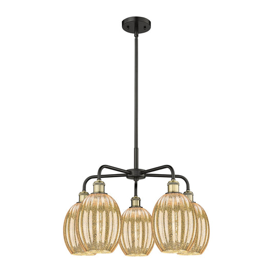 Innovations Preston 25in 5-Light Chandelier | Industrial Black Antique Brass and Mercury Glass | Dining Room & Living Room | Model 516-5CR-BAB-G459-6ME