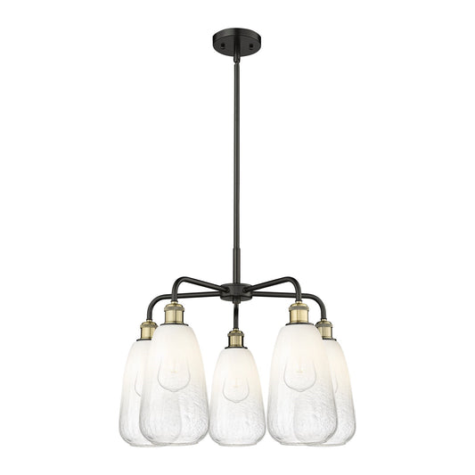 Innovations Brookhaven Almond 25in 5-Light Chandelier | Industrial Black Antique Brass and Opal Glass | Dining Room & Kitchen | Model 516-5CR-BAB-G480-6OP