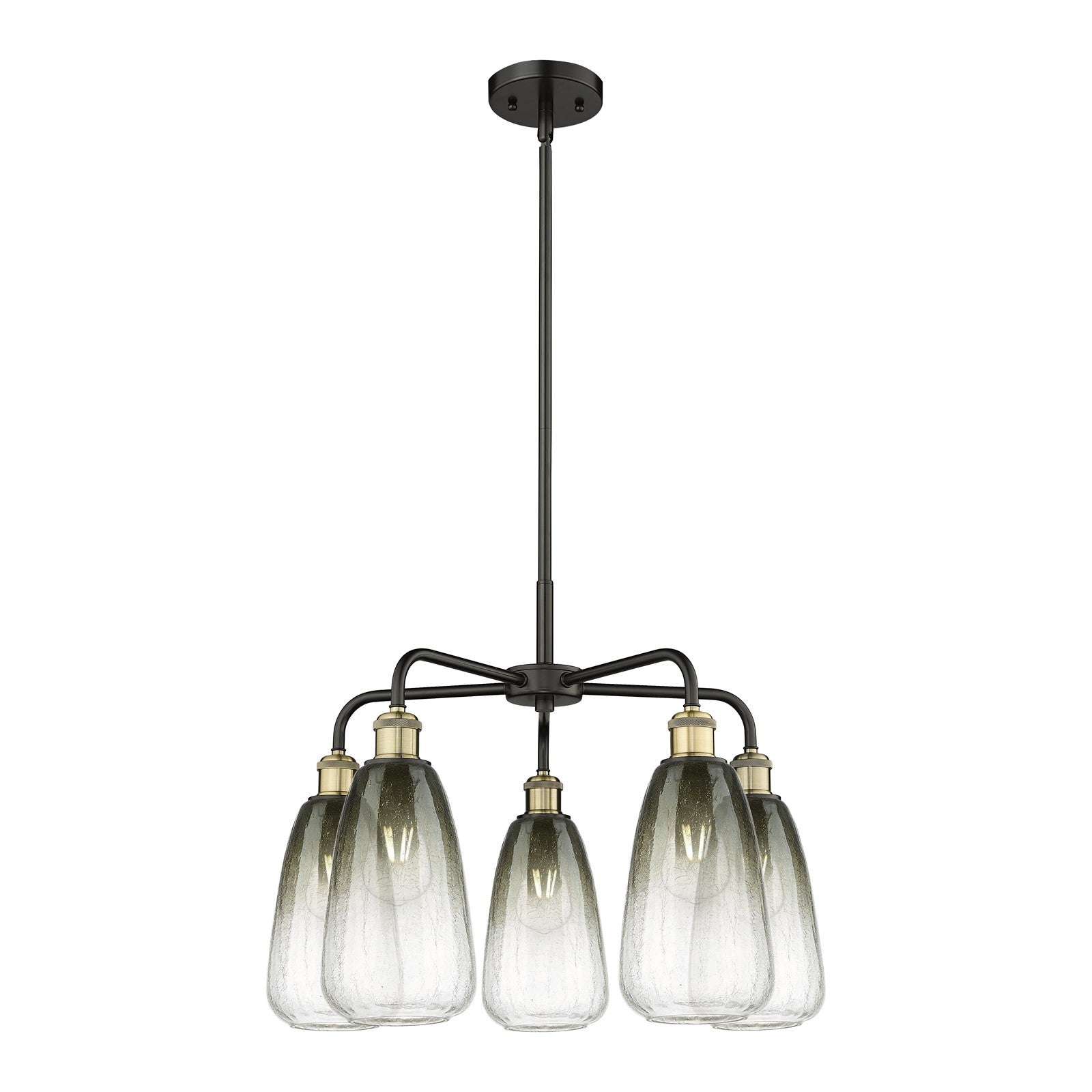 Innovations Brookhaven Almond 25in 5-Light Chandelier | Industrial Black Antique Brass and Slate Glass | Kitchen Island & | Model 516-5CR-BAB-G480-6SL