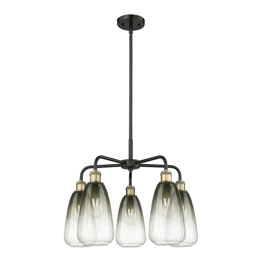Innovations Brookhaven Almond 25in 5-Light Chandelier | Industrial Black Antique Brass and Slate Glass | Kitchen Island & | Model 516-5CR-BAB-G480-6SL