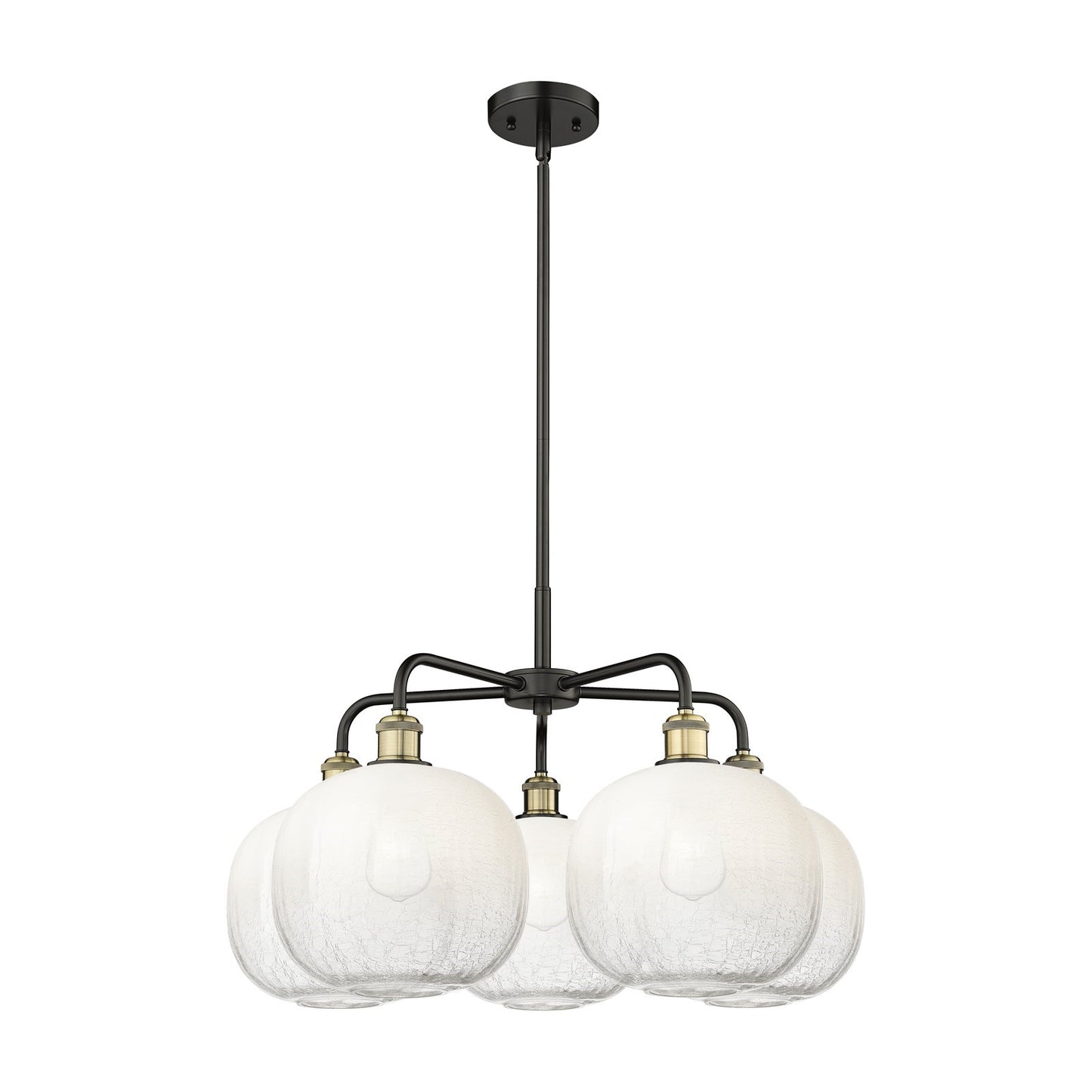 Innovations Brookhaven Sphere 29in 5-Light Chandelier | Industrial Black Antique Brass and Opal Glass | Dining Room & Living | Model 516-5CR-BAB-G481-10OP