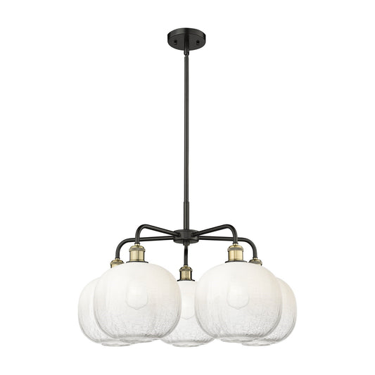 Innovations Brookhaven Sphere 29in 5-Light Chandelier | Industrial Black Antique Brass and Opal Glass | Dining Room & Living | Model 516-5CR-BAB-G481-10OP