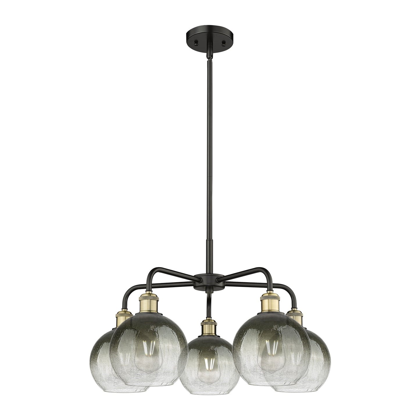 Innovations Brookhaven Globe 26in 5-Light Chandelier | Industrial Black Antique Brass and Slate Glass | Kitchen Island & | Model 516-5CR-BAB-G483-8SL