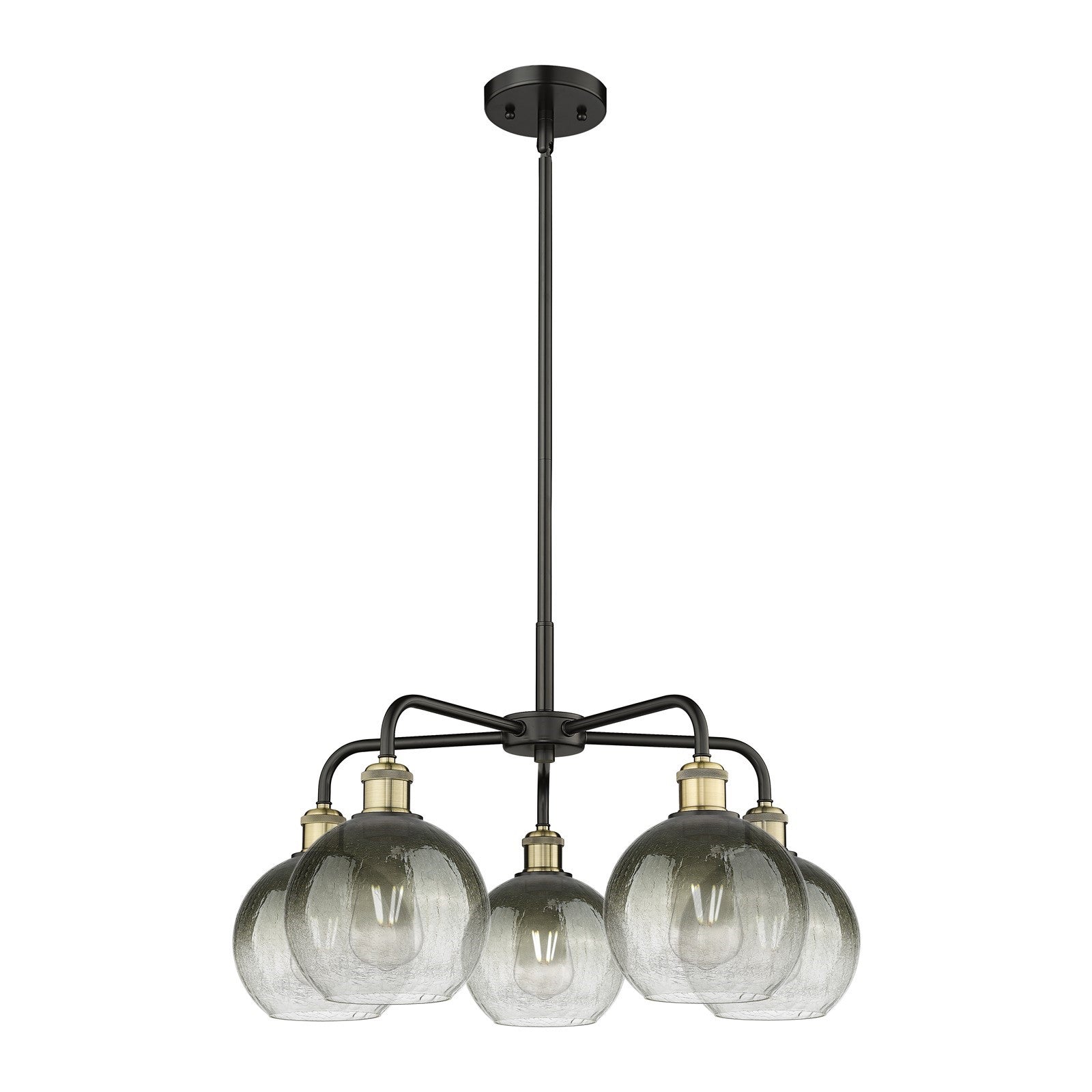 Innovations Brookhaven Globe 26in 5-Light Chandelier | Industrial Black Antique Brass and Slate Glass | Kitchen Island & | Model 516-5CR-BAB-G483-8SL