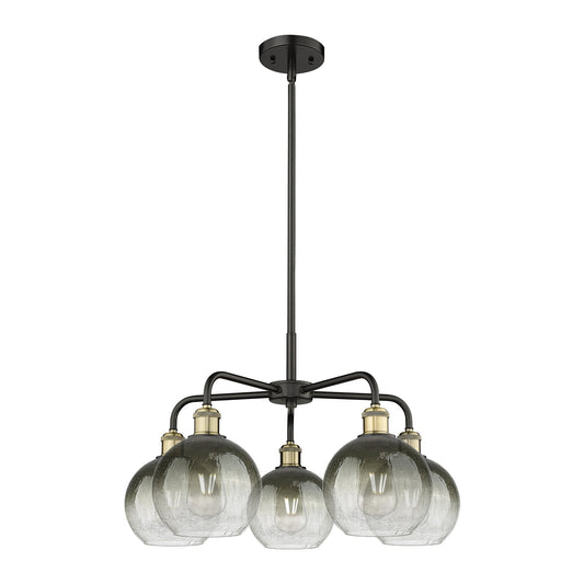 Innovations Brookhaven Globe 26in 5-Light Chandelier | Industrial Black Antique Brass and Slate Glass | Kitchen Island & | Model 516-5CR-BAB-G483-8SL