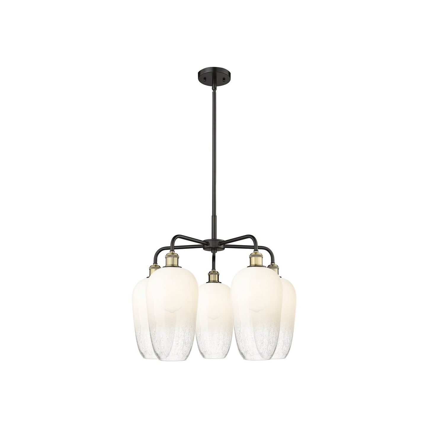 Innovations Brookhaven Flute 26in 5-Light Chandelier | Industrial Black Antique Brass and Opal Glass | Kitchen Island & | Model 516-5CR-BAB-G484-7OP