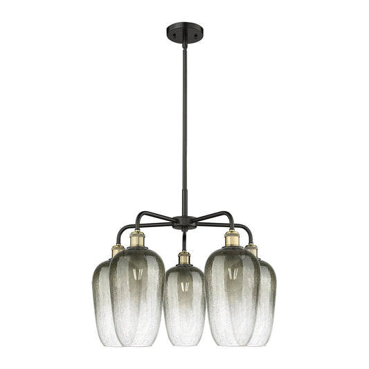 Innovations Brookhaven Flute 26in 5-Light Chandelier | Industrial Black Antique Brass and Slate Glass | Dining Room & Living | Model 516-5CR-BAB-G484-7SL