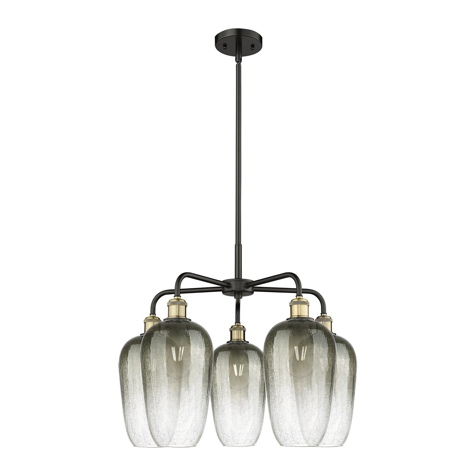 Innovations Brookhaven Flute 26in 5-Light Chandelier | Industrial Black Antique Brass and Slate Glass | Dining Room & Living | Model 516-5CR-BAB-G484-7SL