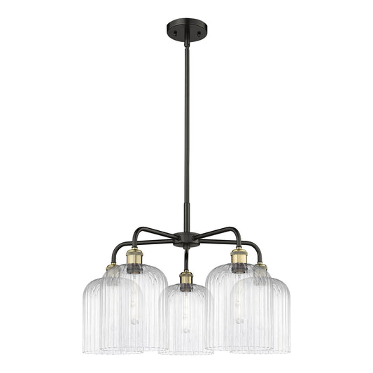 Innovations Bridal Veil 23in 5-Light Chandelier | Industrial Black Antique Brass and Clear Ribbed Glass | Dining Room & | Model 516-5CR-BAB-G559-8CL