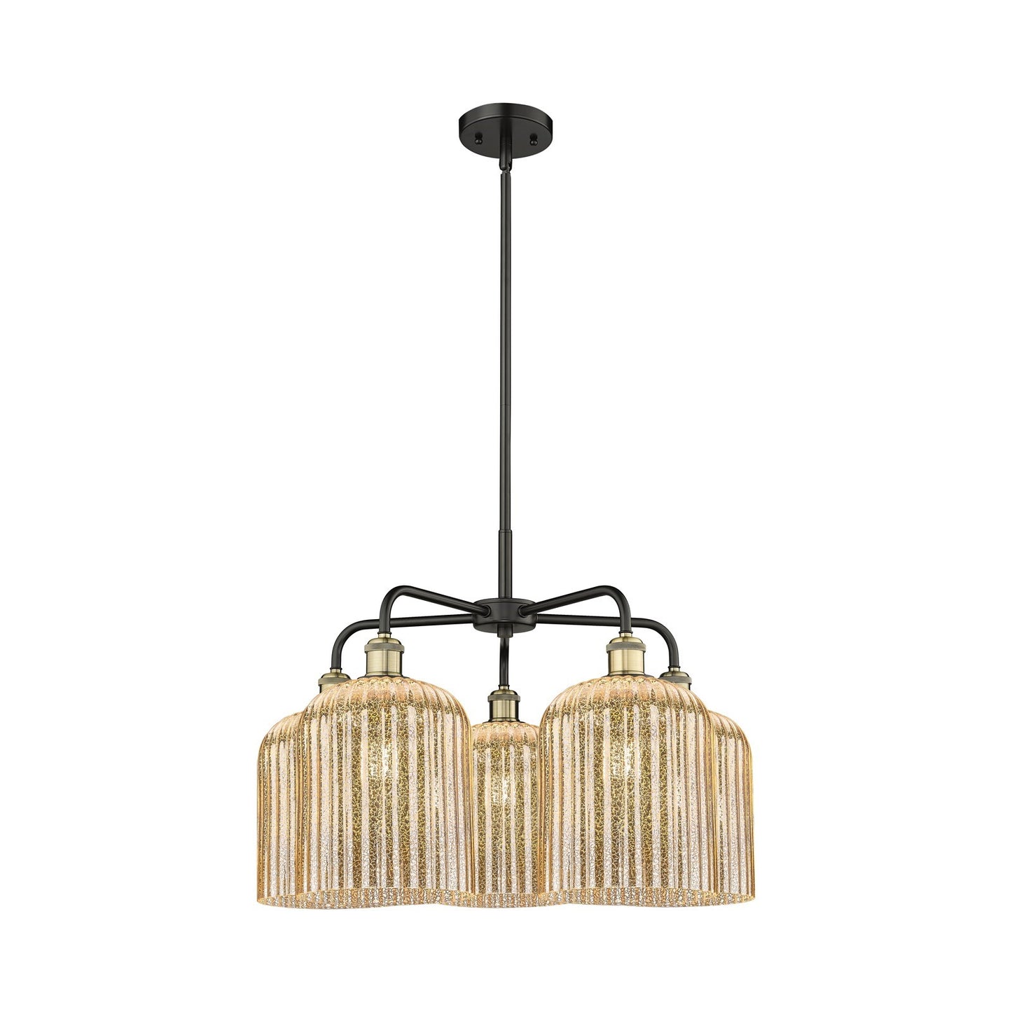 Innovations Bridal Veil 23in 5-Light Chandelier | Industrial Black Antique Brass and Mercury Glass | Dining Room & Living | Model 516-5CR-BAB-G559-8ME