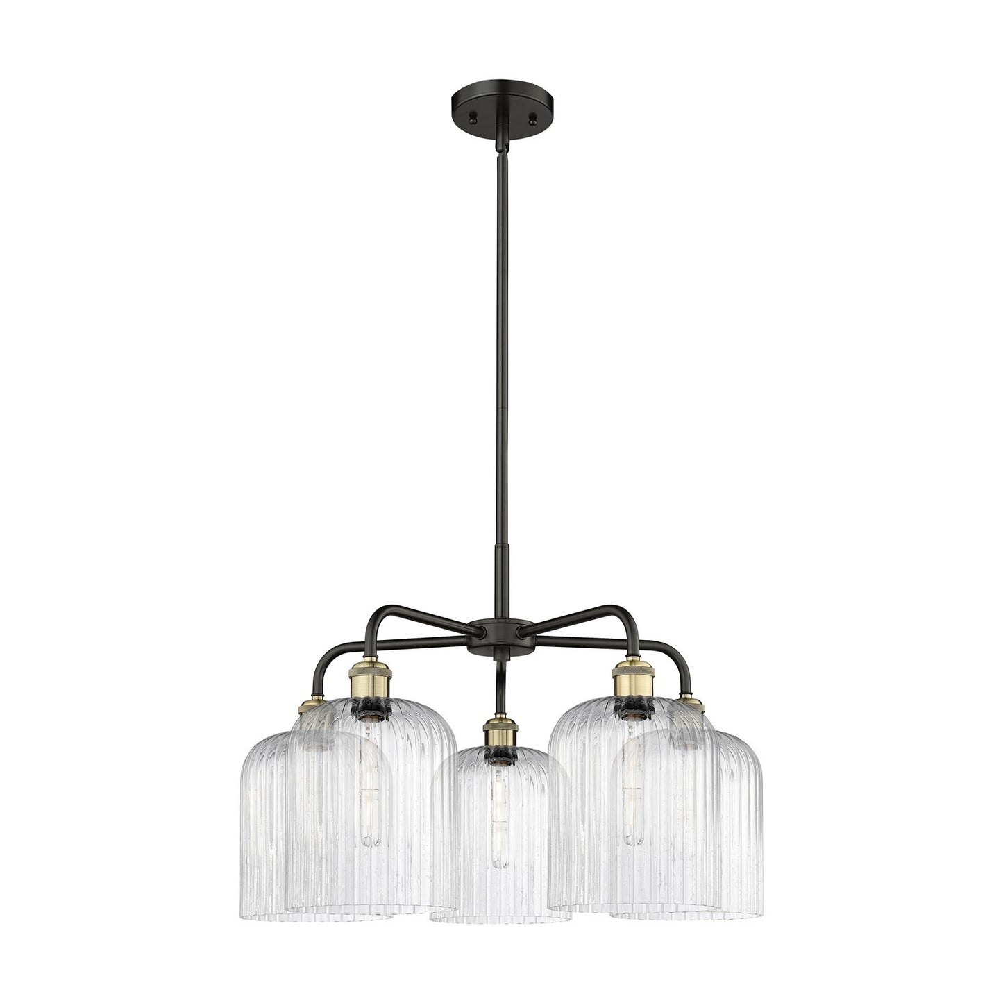 Innovations Bridal Veil 23in 5-Light Chandelier | Industrial Black Antique Brass and Seedy Glass | Kitchen Island & Dining | Model 516-5CR-BAB-G559-8SDY