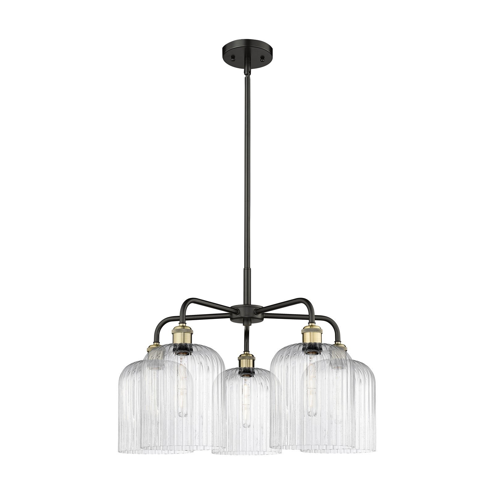 Innovations Bridal Veil 23in 5-Light Chandelier | Industrial Black Antique Brass and Seedy Glass | Kitchen Island & Dining | Model 516-5CR-BAB-G559-8SDY