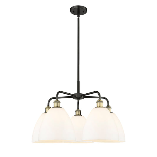 Innovations Bristol 27in 5-Light Chandelier | Industrial Black Antique Brass and Matte White Glass | Dining Room & Living Room | Model 516-5CR-BAB-GBD-91