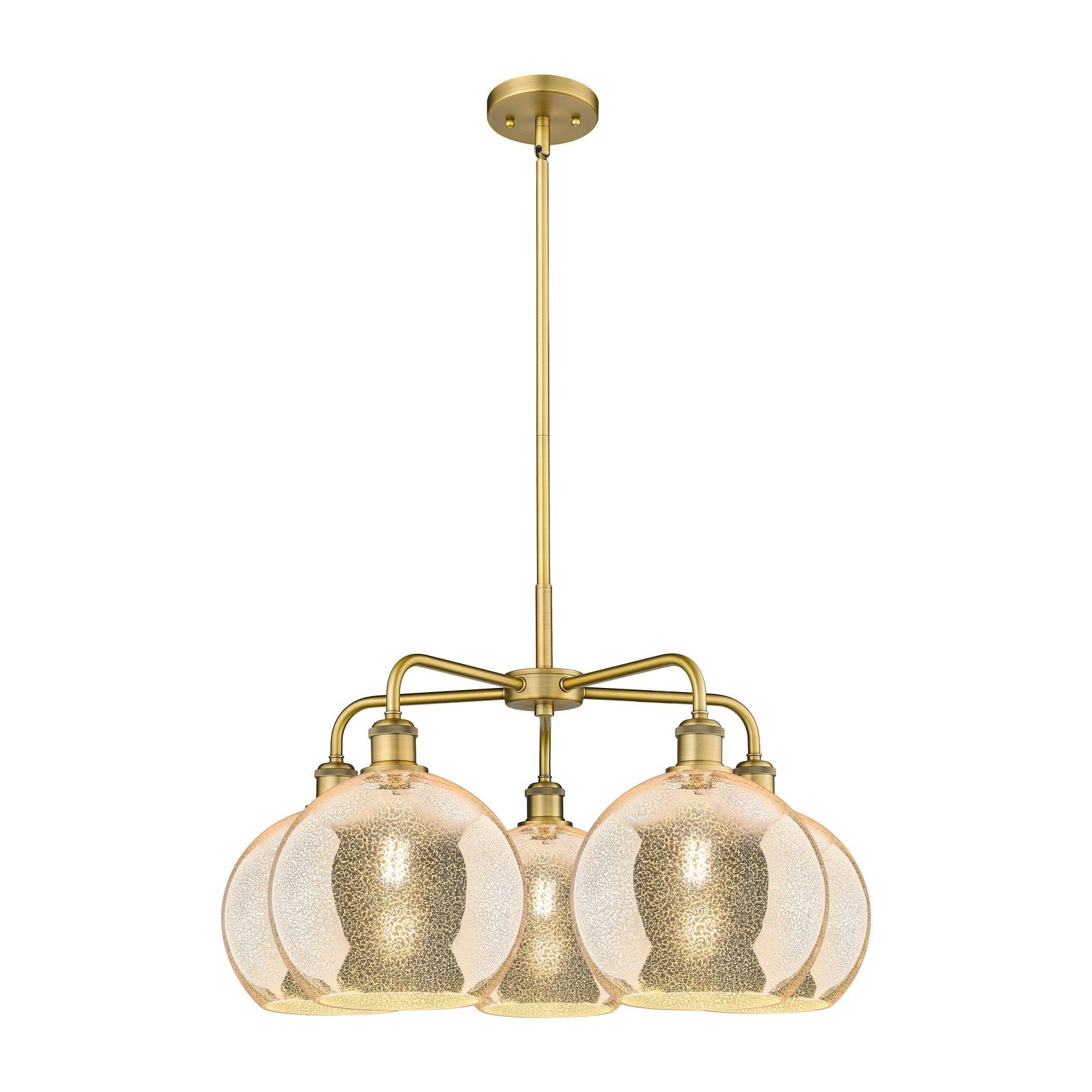 Innovations Athens 28in 5-Light Chandelier | Industrial Brushed Brass and Mercury Glass | Dining Room & Living Room | 28 x 28 x | Model 516-5CR-BB-G128-10