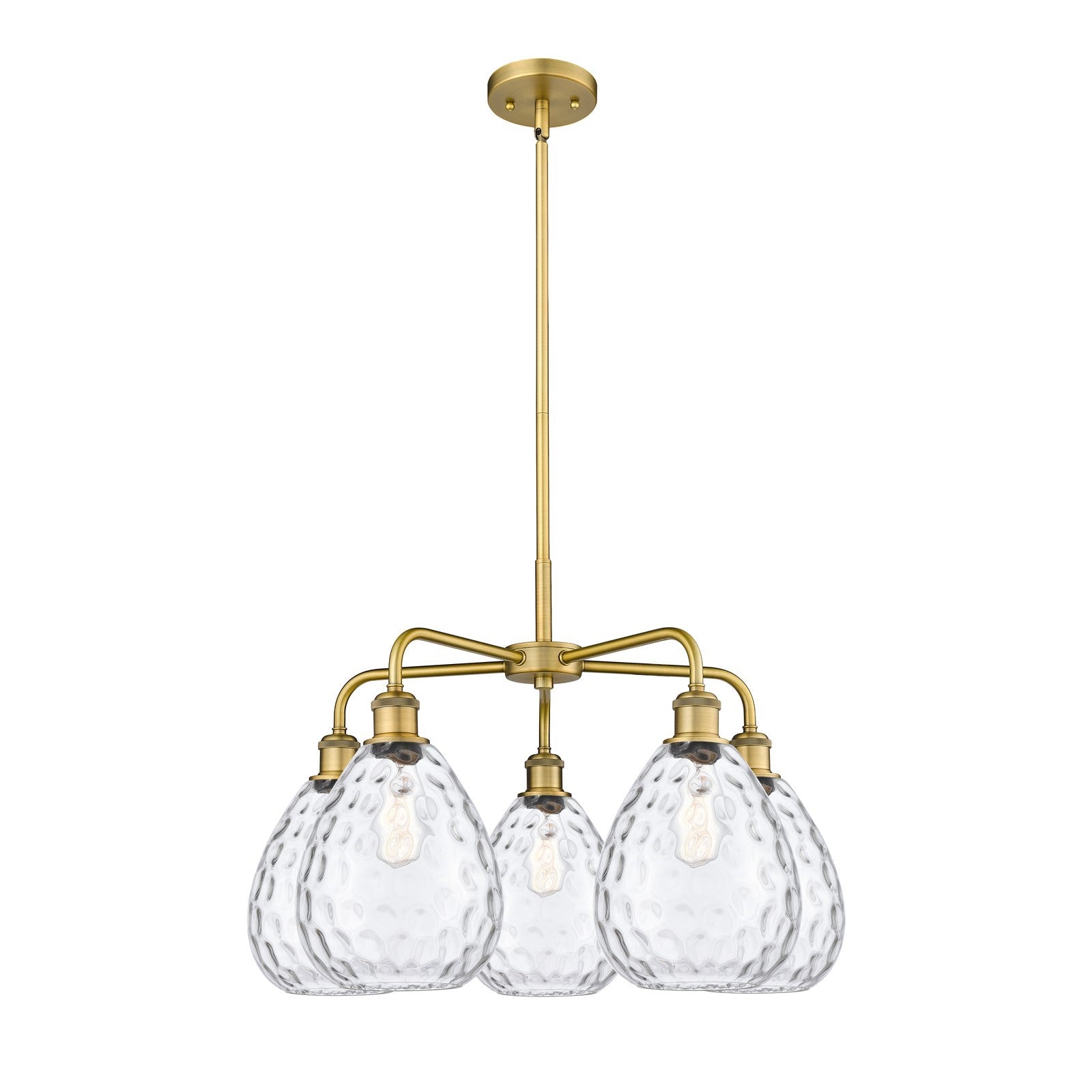 Innovations Waverly 26in 5-Light Chandelier | Industrial Brushed Brass and Clear Glass | Dining Room & Kitchen Island | 26 x 26 x | Model 516-5CR-BB-G372