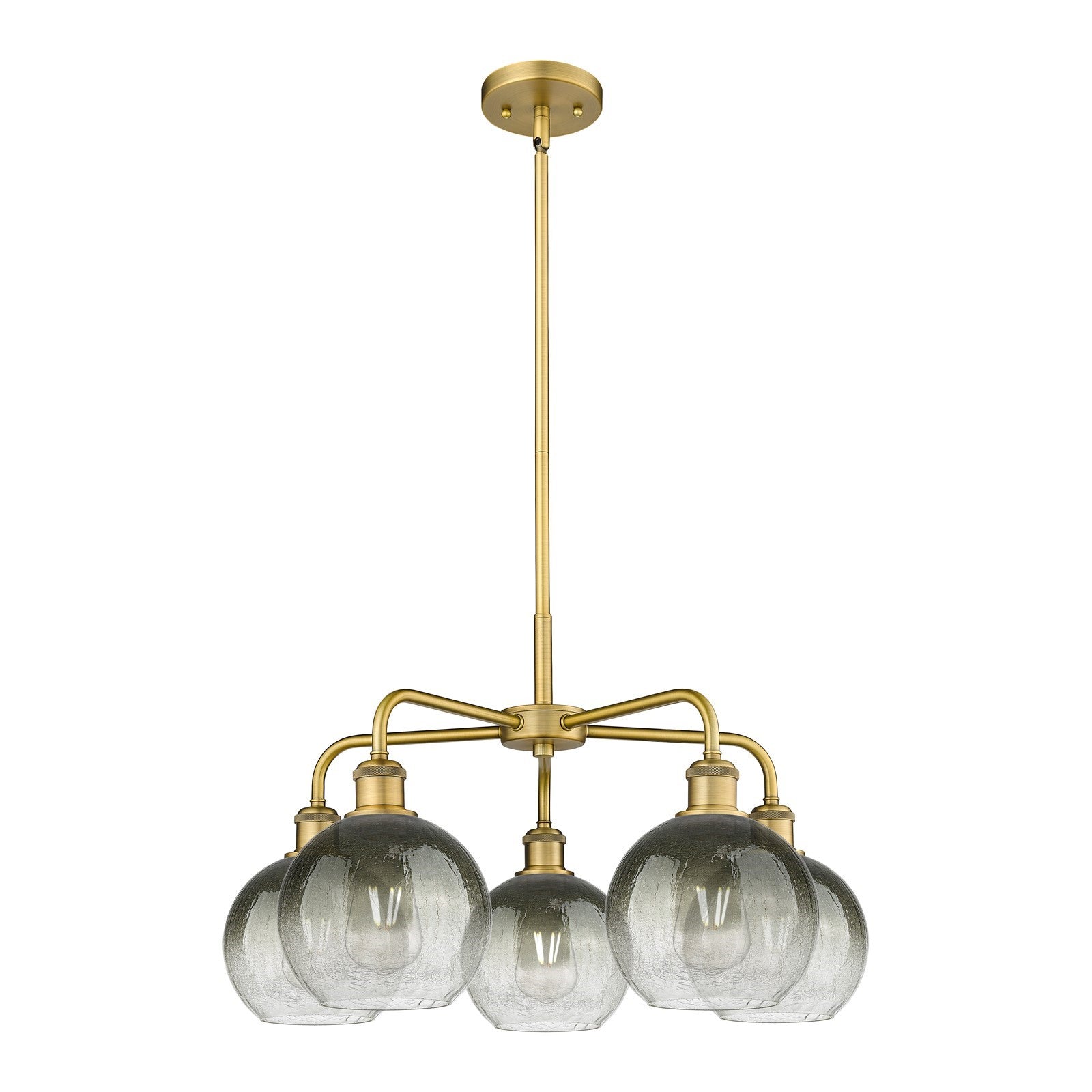 Innovations Brookhaven Globe 26in 5-Light Chandelier | Industrial Brushed Brass Steel and Slate Glass | Kitchen Island & | Model 516-5CR-BB-G483-8SL