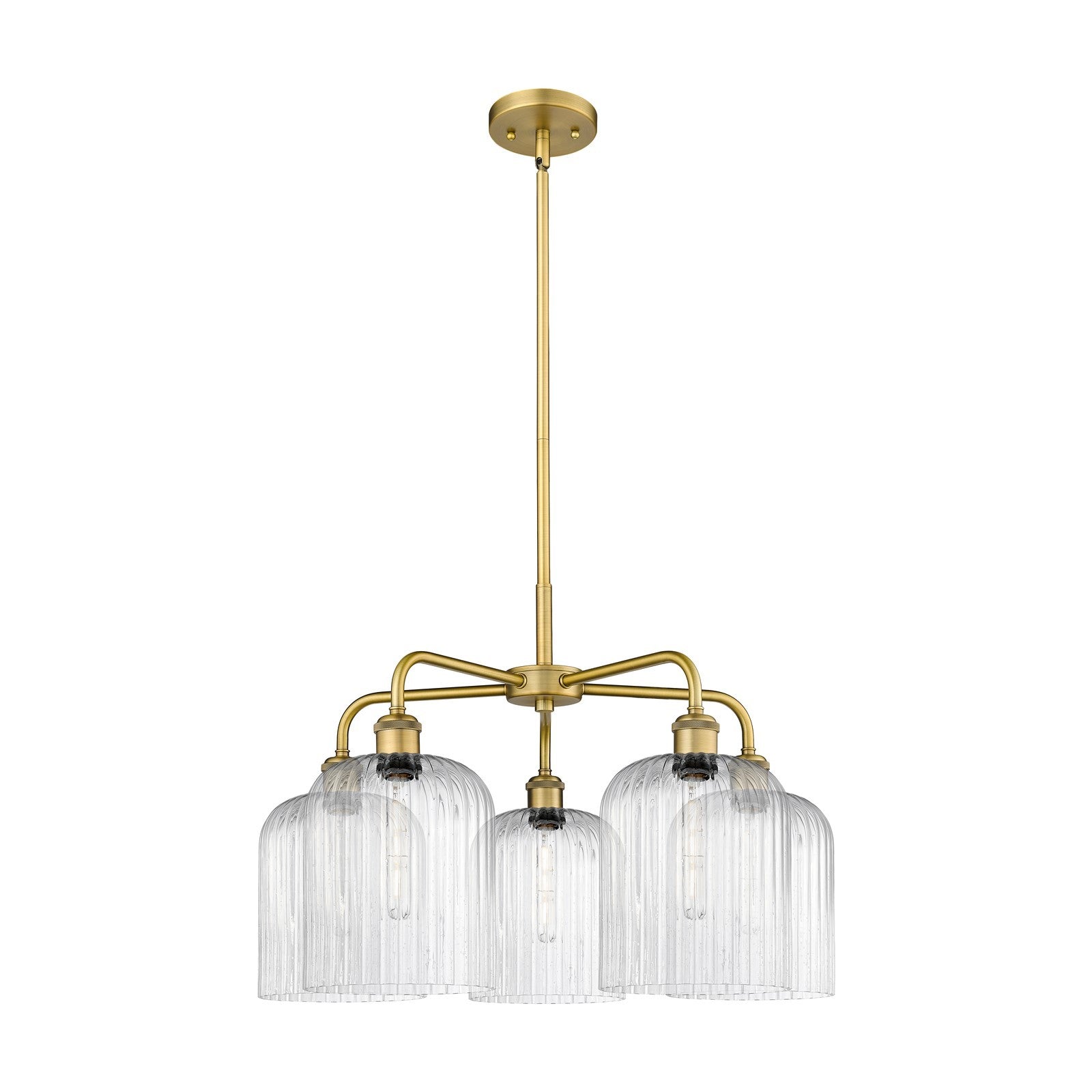 Innovations Bridal Veil 23in 5-Light Chandelier | Art Nouveau Brushed Brass and Seedy Ribbed Glass | Dining Room & Living | Model 516-5CR-BB-G559-8SDY