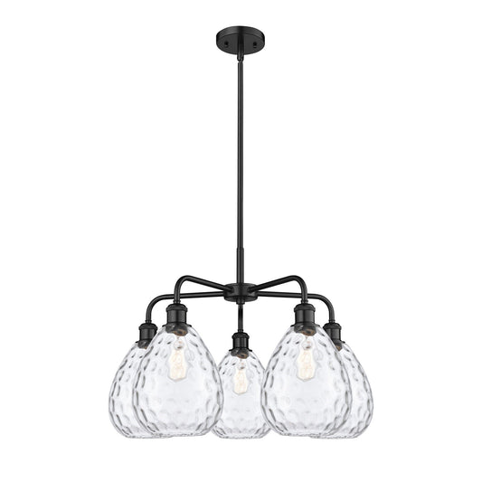 Innovations Waverly 26in 5-Light Chandelier | Industrial Matte Black Steel and Clear Glass | Dining Room & Living Room | 26 x 26 x | Model 516-5CR-BK-G372