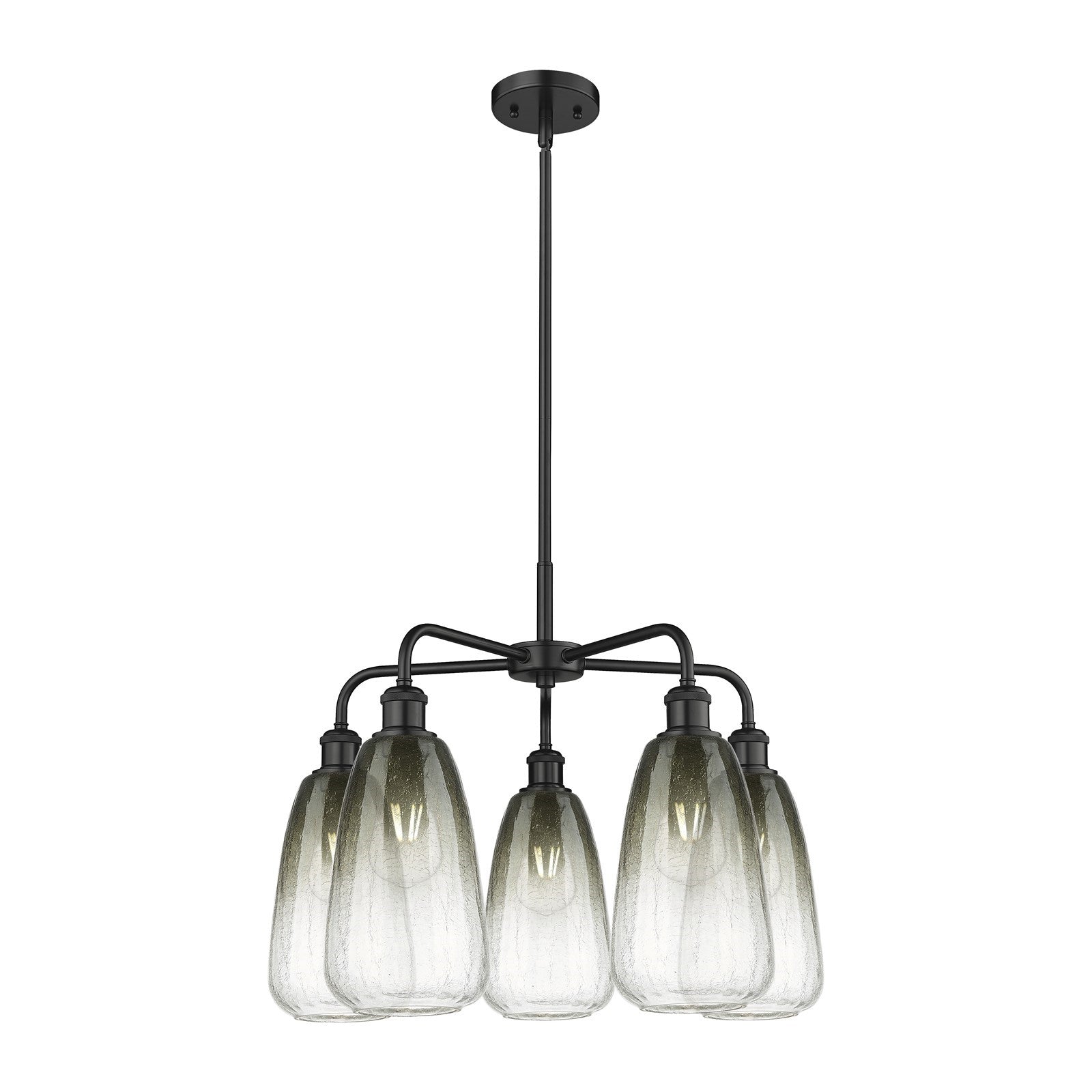Innovations Brookhaven Almond 25in 5-Light Chandelier | Industrial Matte Black Steel and Slate Glass | Kitchen Island & Dining | Model 516-5CR-BK-G480-6SL